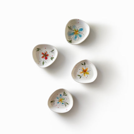 mini plat à condiments en porcelaine - collection florale